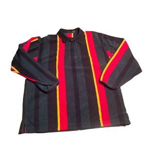 Vintage 90s Van Heusen Rugby Shirt Mens Polar Fleece Collar Stripe XL